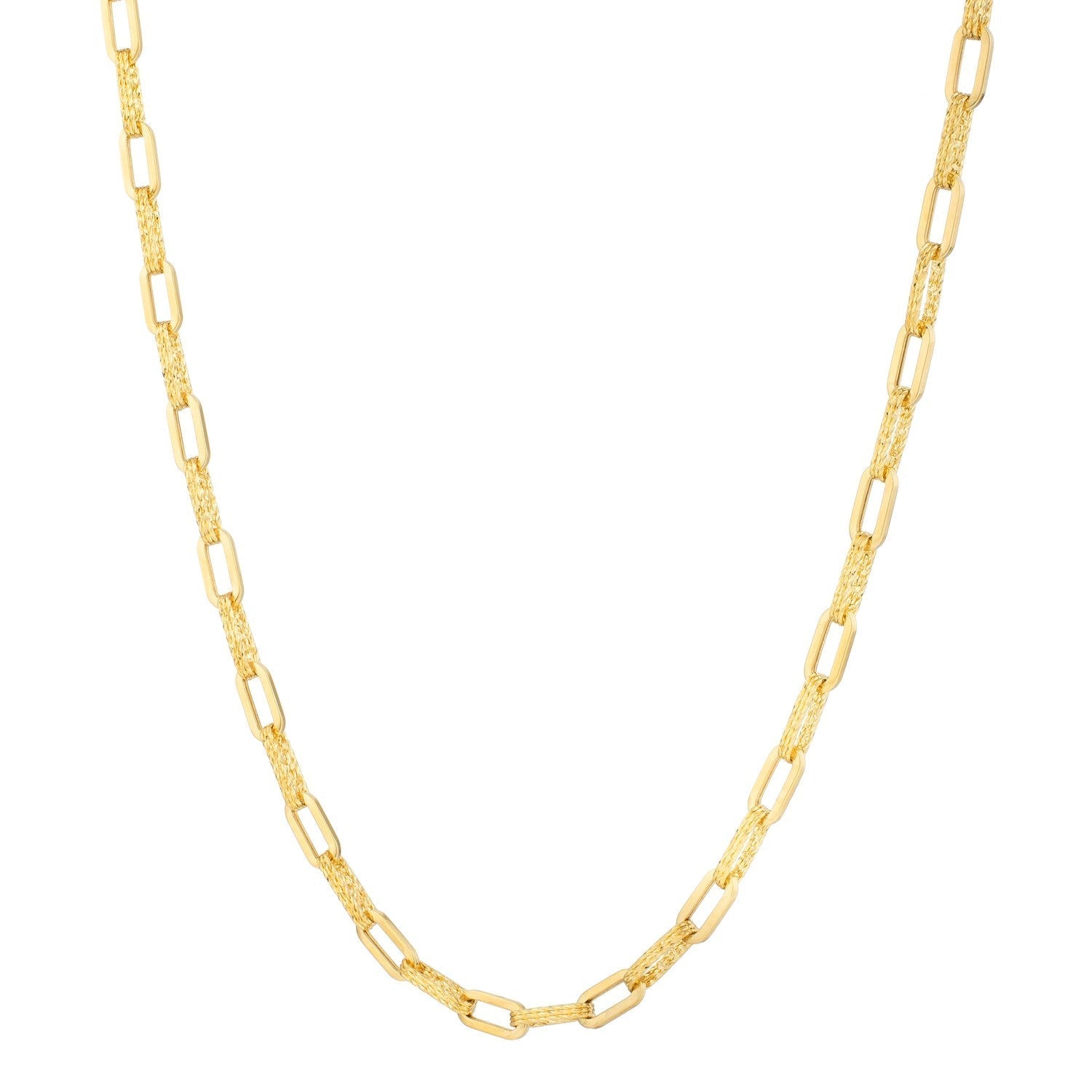 14k Yellow Gold Diamante Paperclip Chain Necklace (4.00 mm)