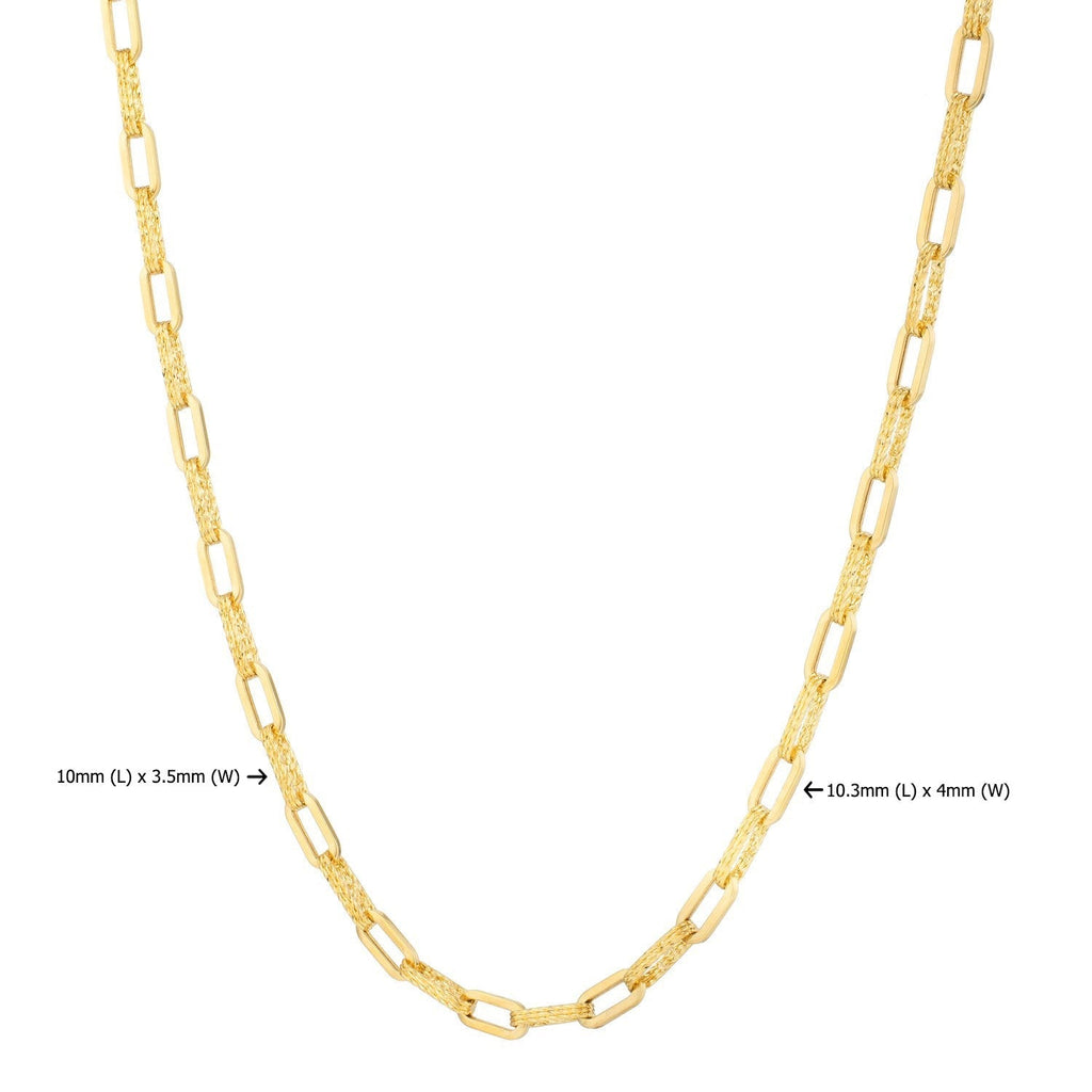 14k Yellow Gold Diamante Paperclip Chain Necklace (4.00 mm)