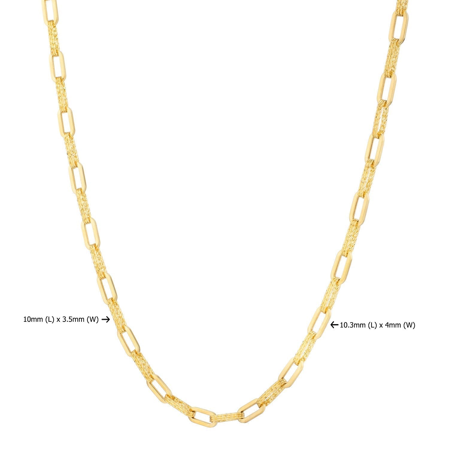 14k Yellow Gold Diamante Paperclip Chain Necklace (4.00 mm)