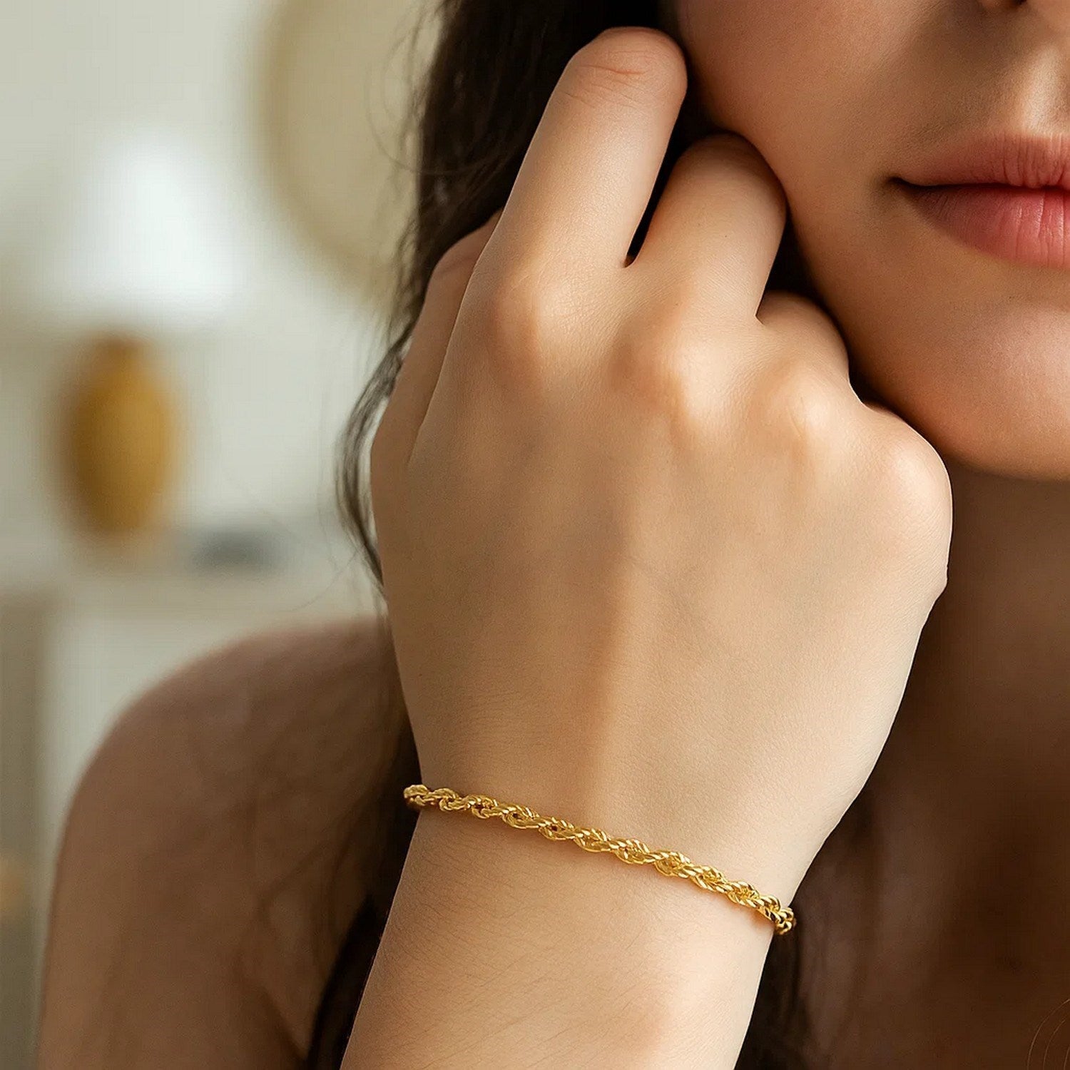 10k Yellow Gold Solid Diamond Cut Rope Bracelet (1.60 mm)