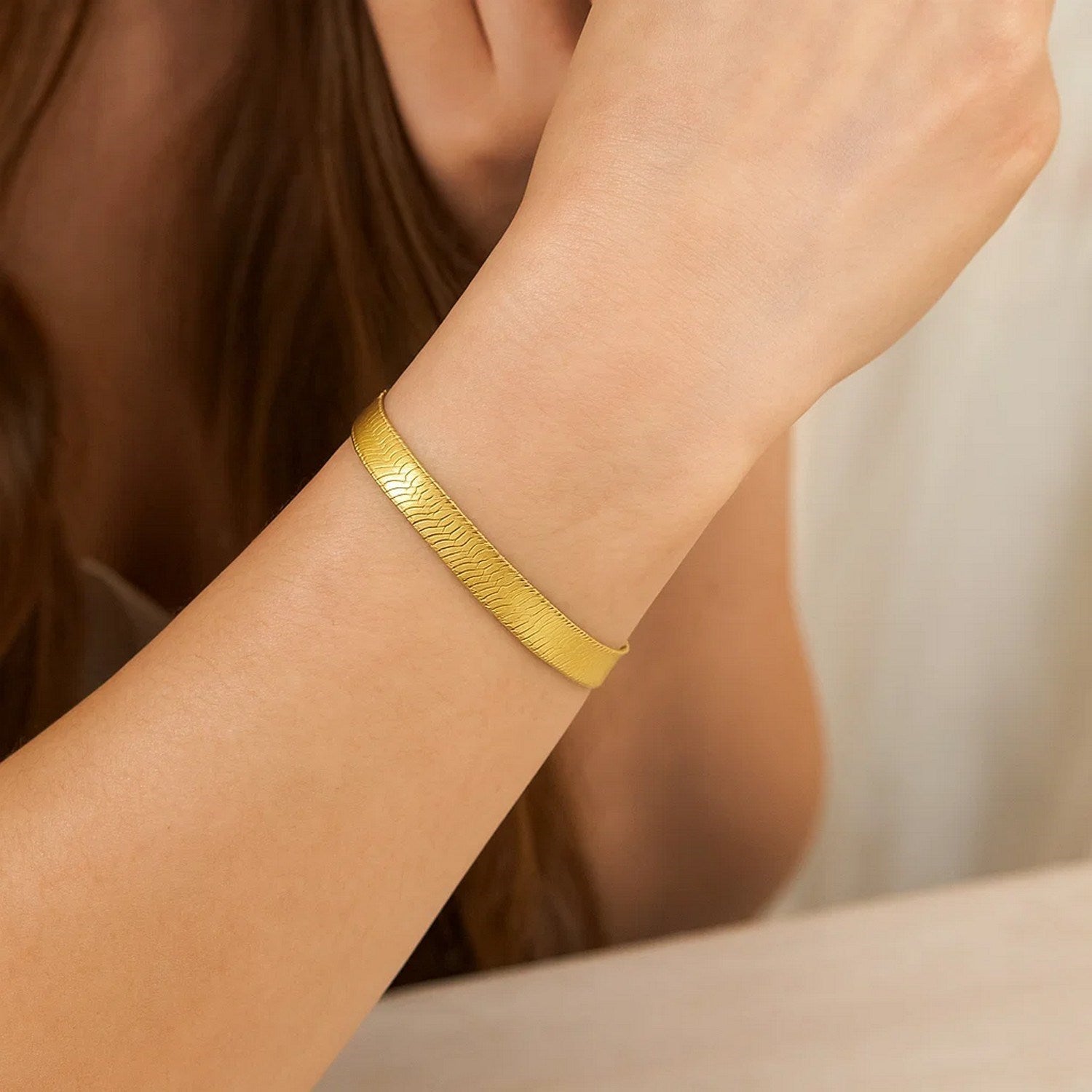 14k Yellow Gold Super Flex Herringbone Bracelet (6.00 mm)