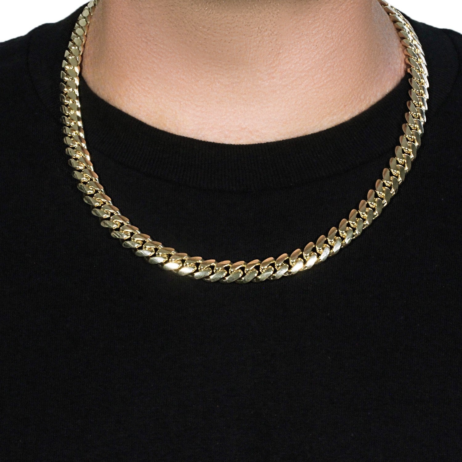 14k Yellow Gold Classic Miami Cuban Solid Chain (10.10 mm)