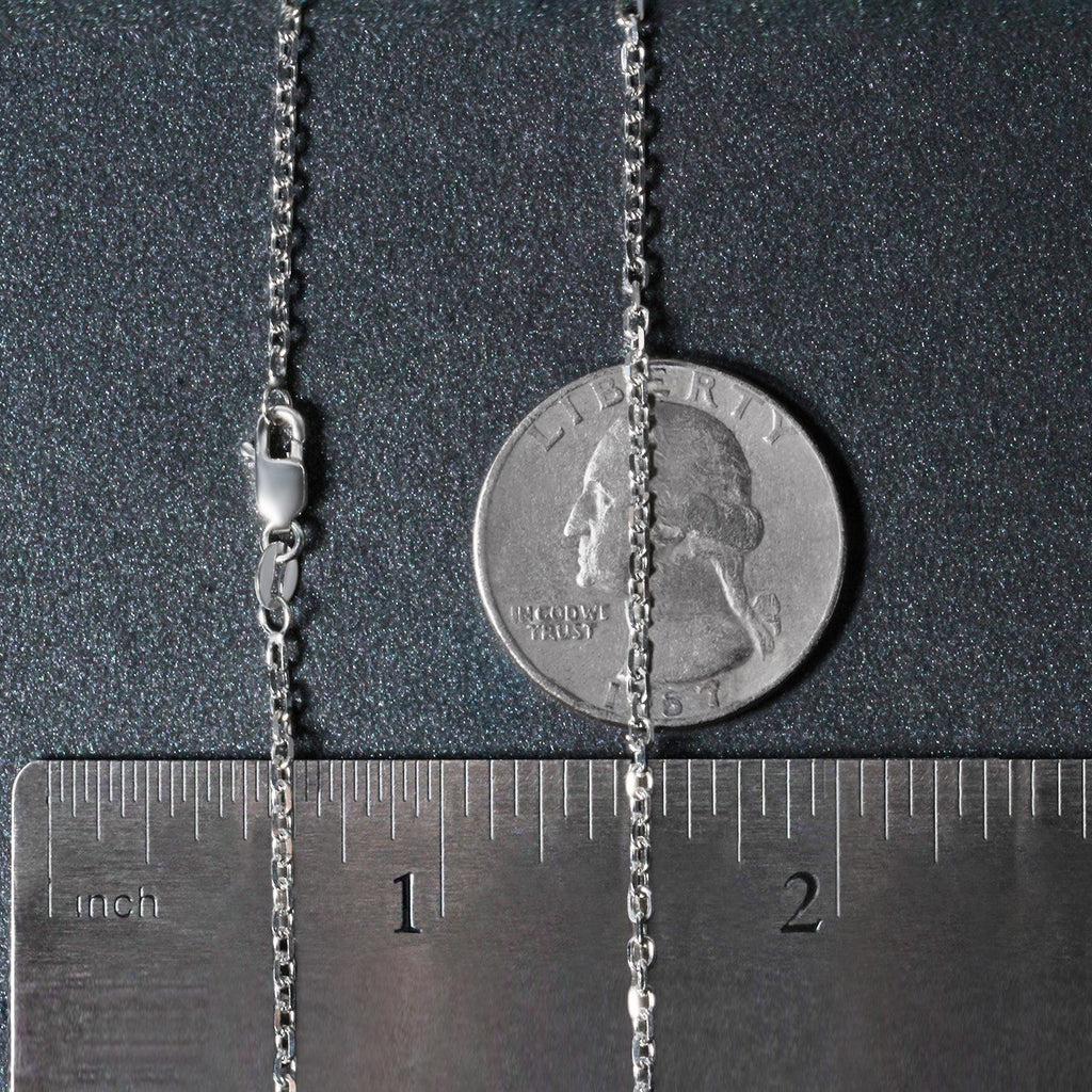 18k White Gold Diamond Cut Cable Link Chain (1.90 mm)