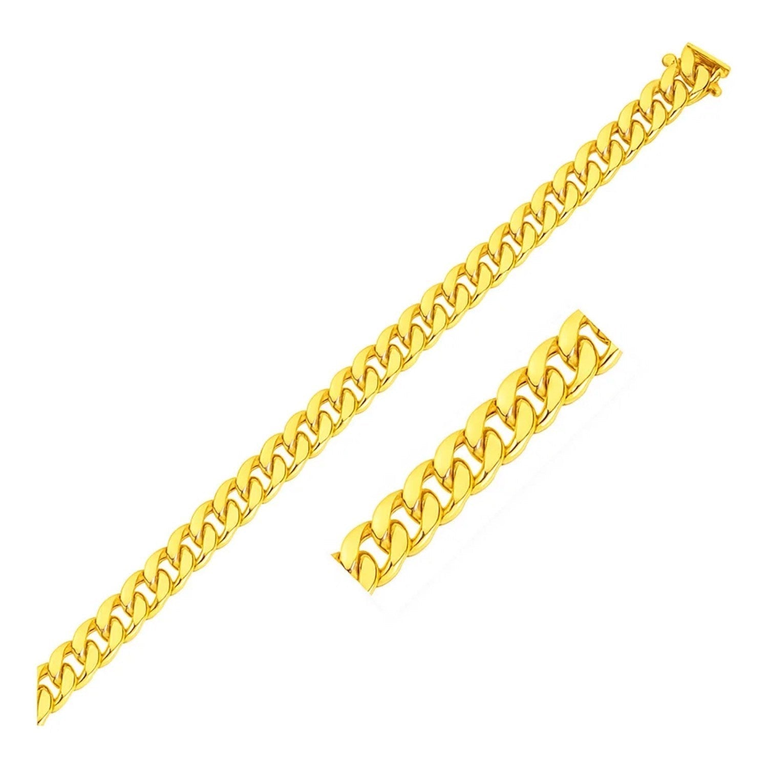 14k Yellow Gold Classic Miami Cuban Solid Bracelet (7.10 mm)