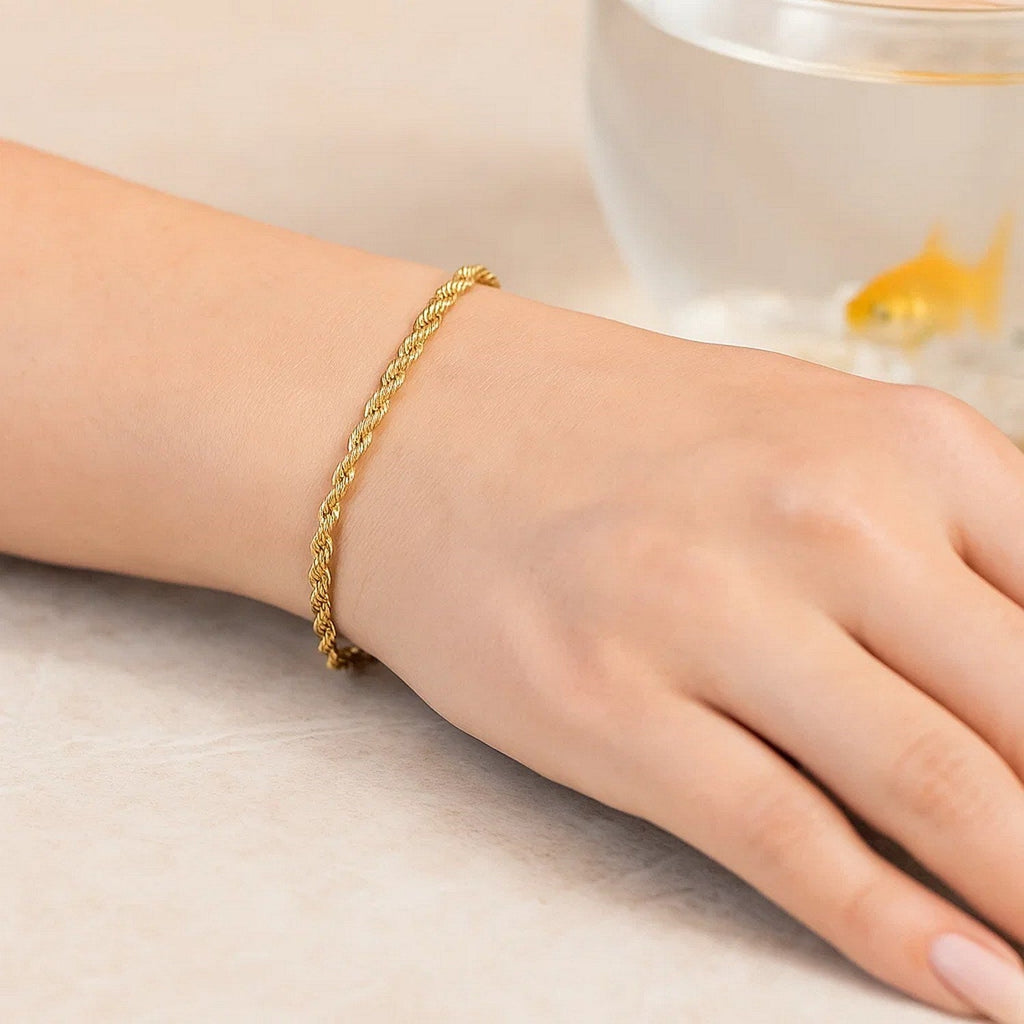 10k Yellow Gold Solid Diamond Cut Rope Bracelet (2.75 mm)