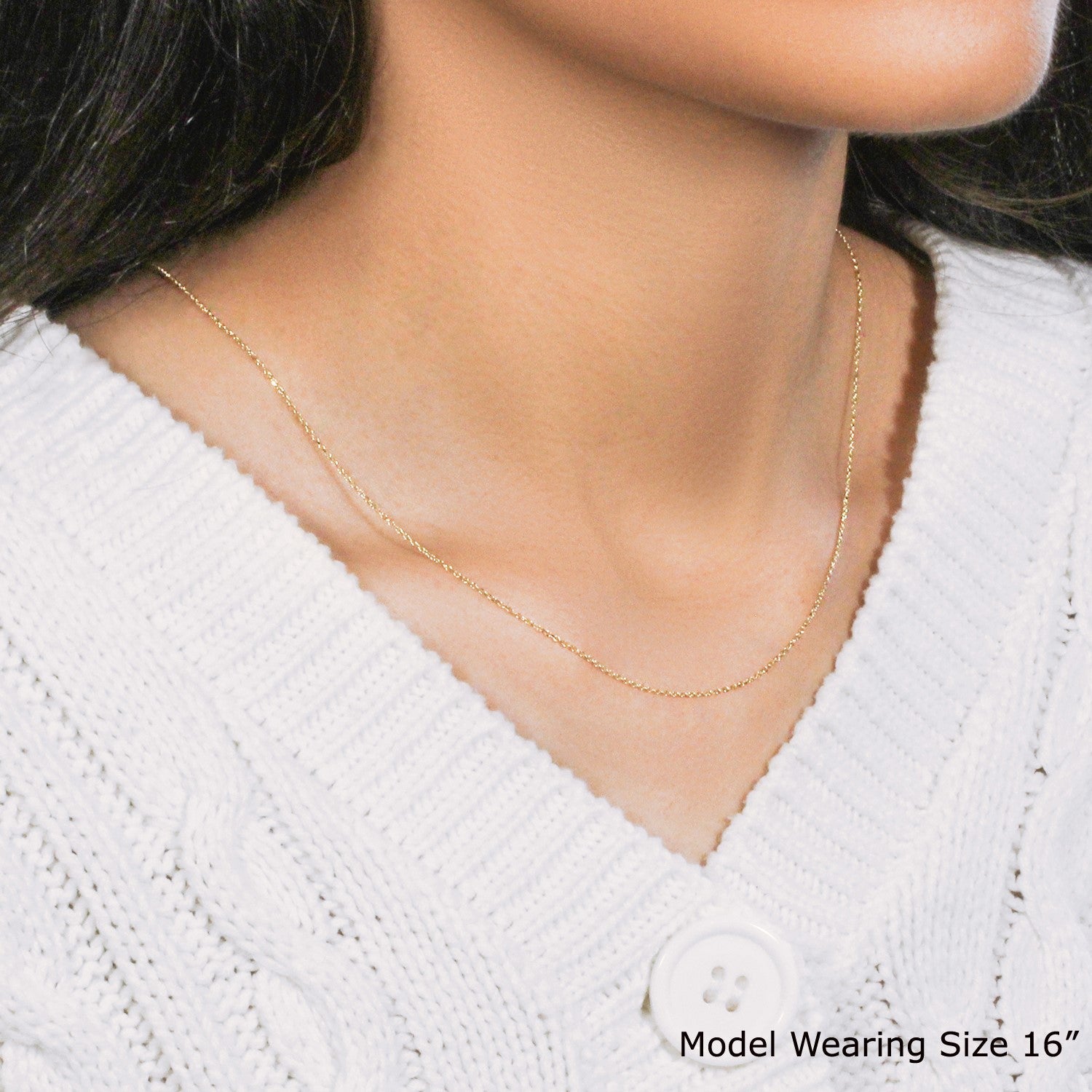 14k Yellow Gold Diamond Cut Cable Link Chain (0.87 mm)