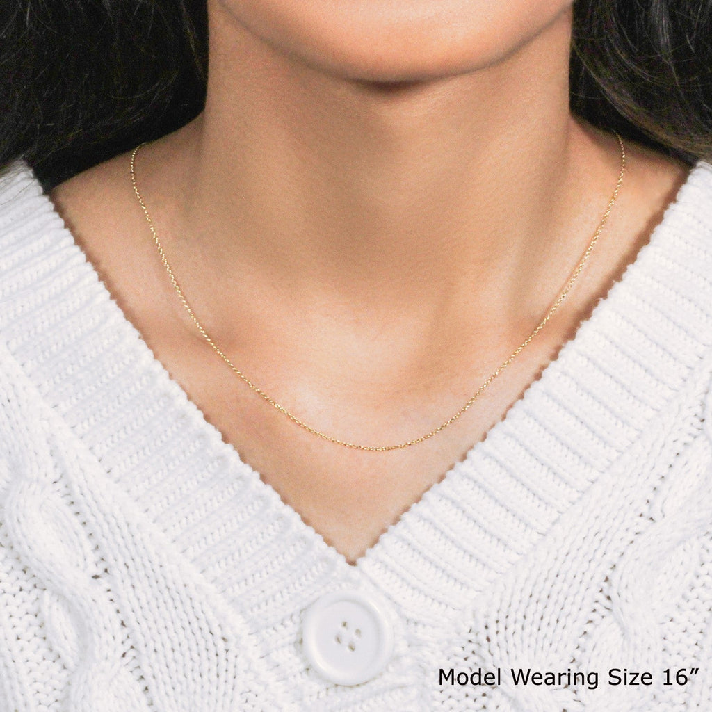 14k Yellow Gold Diamond Cut Cable Link Chain (0.87 mm)