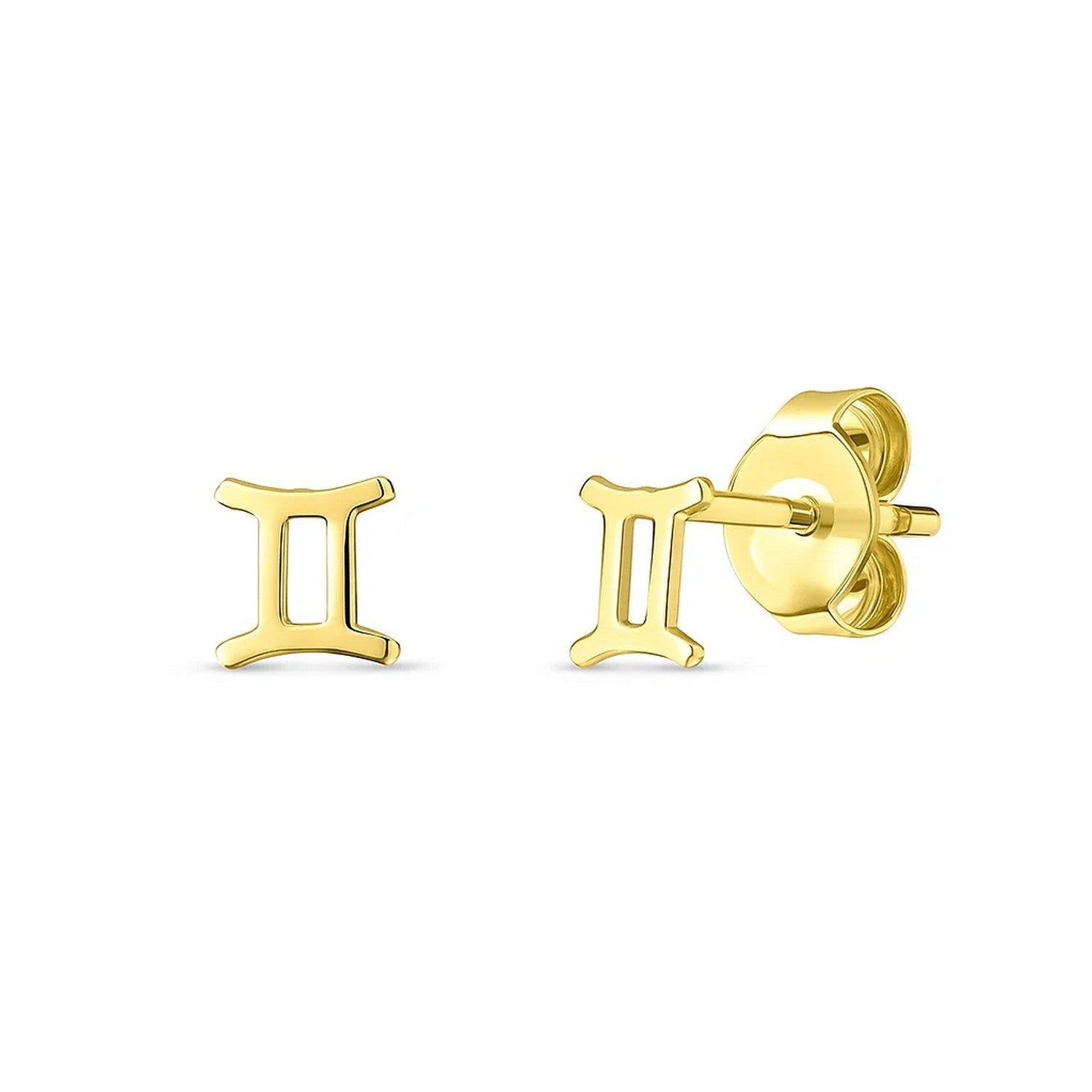 14K Yellow Gold Gemini Stud Earrings