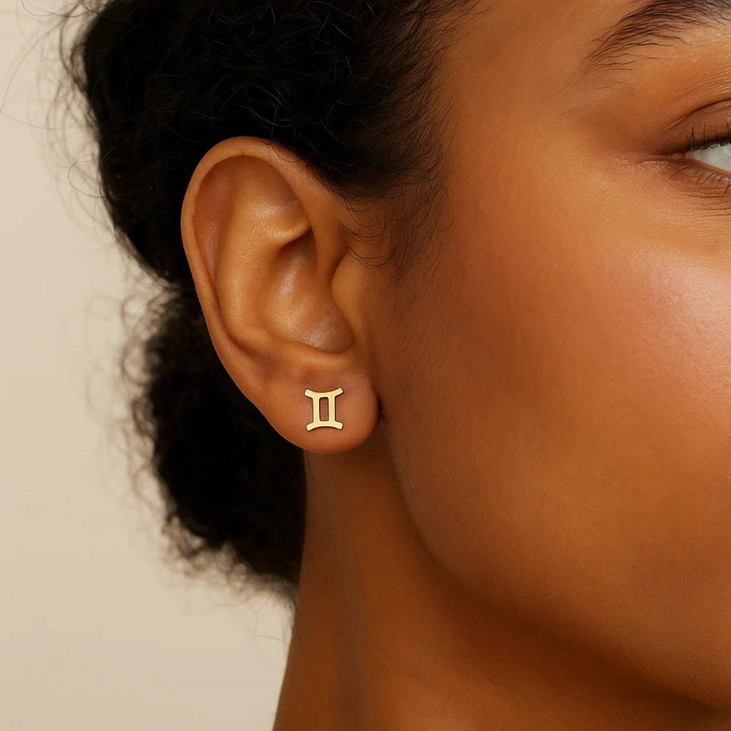 14K Yellow Gold Gemini Stud Earrings