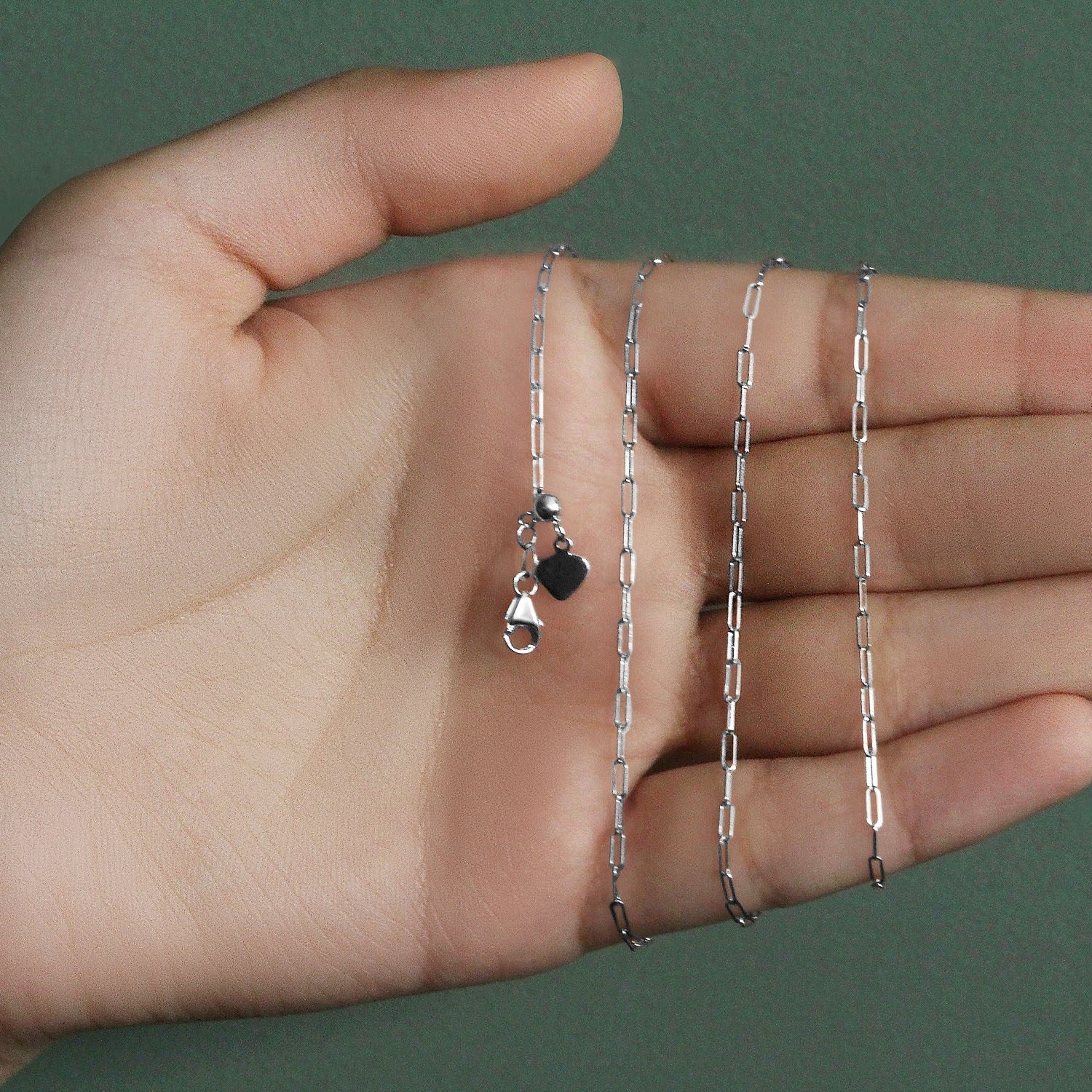 14k White Gold Adjustable Paperclip Chain (1.50 mm)