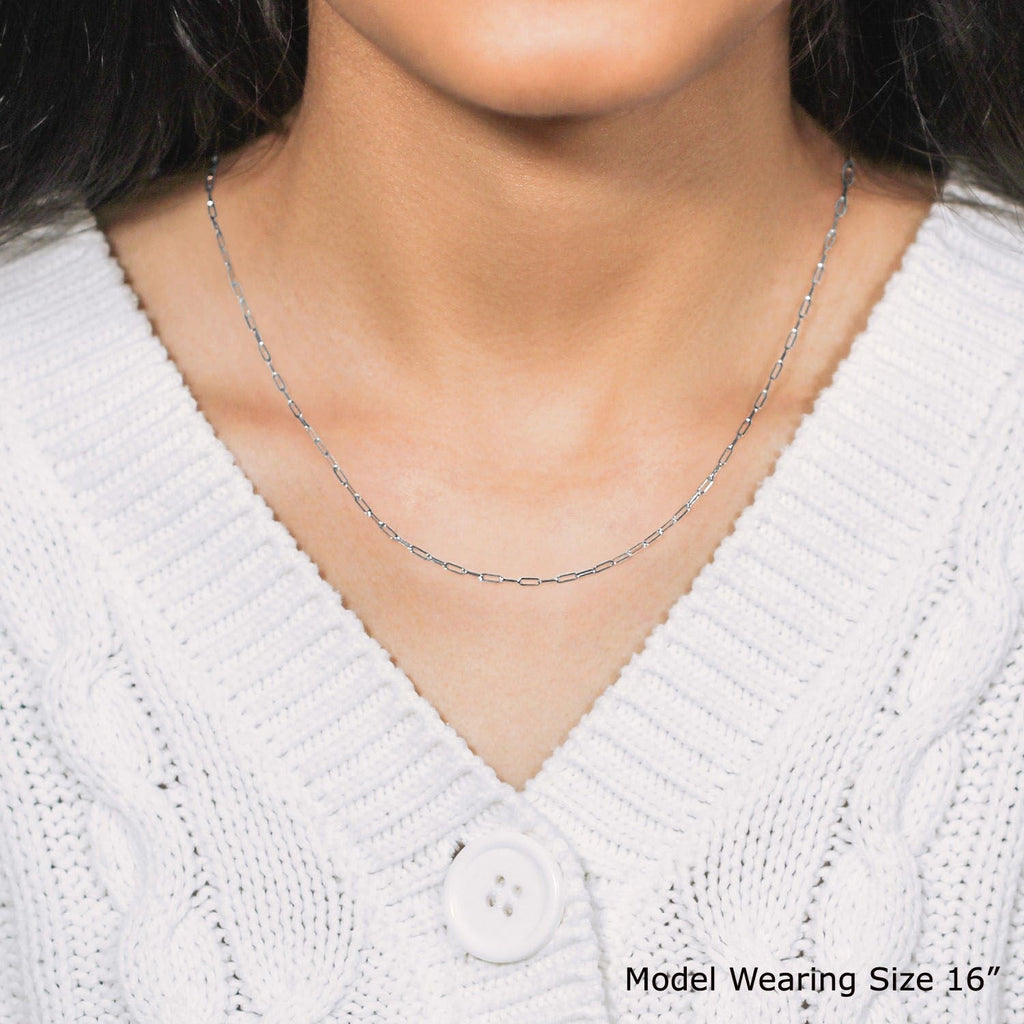 14k White Gold Adjustable Paperclip Chain (1.50 mm)