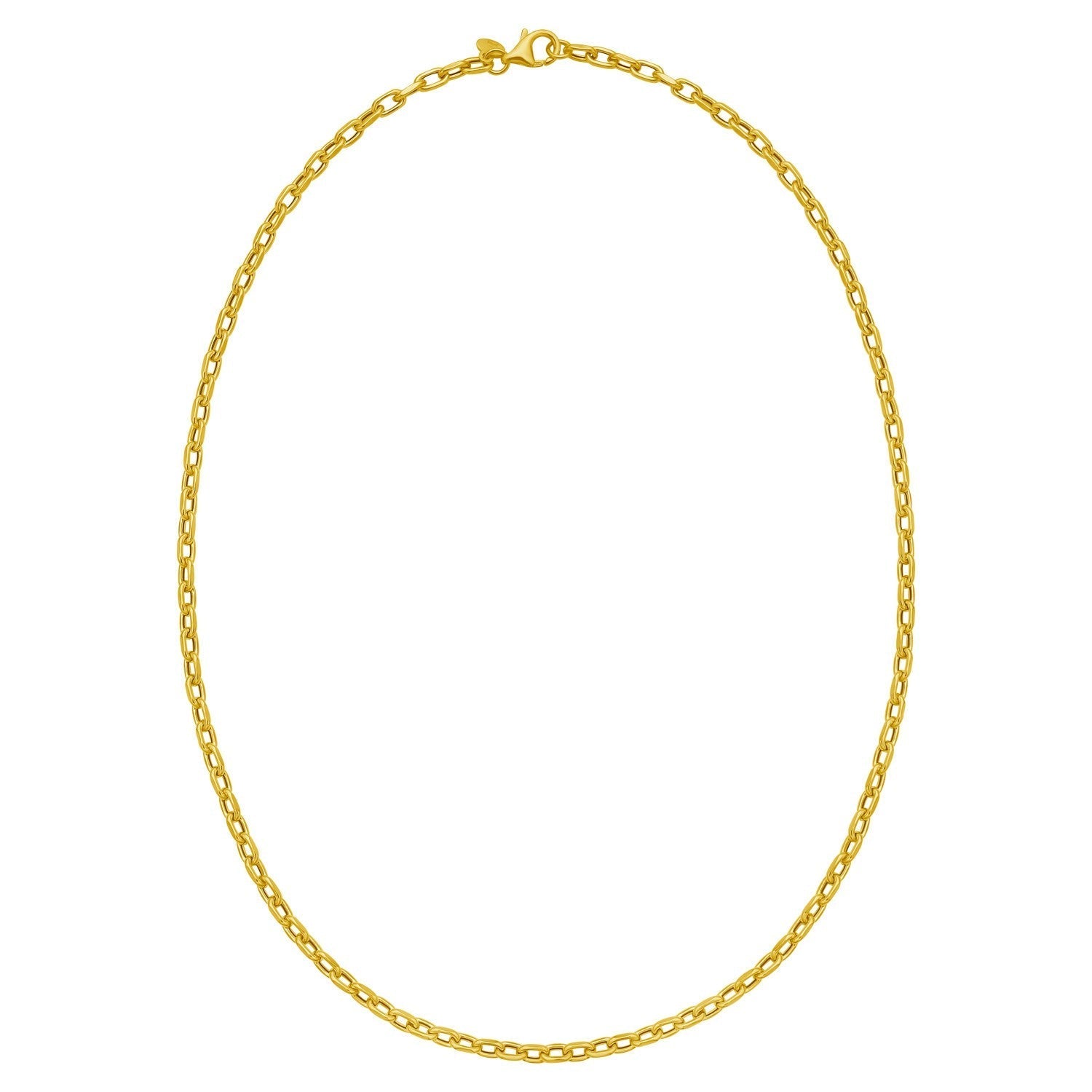 14K Yellow Gold Charm Link Cable Chain Necklace (3.30 mm)