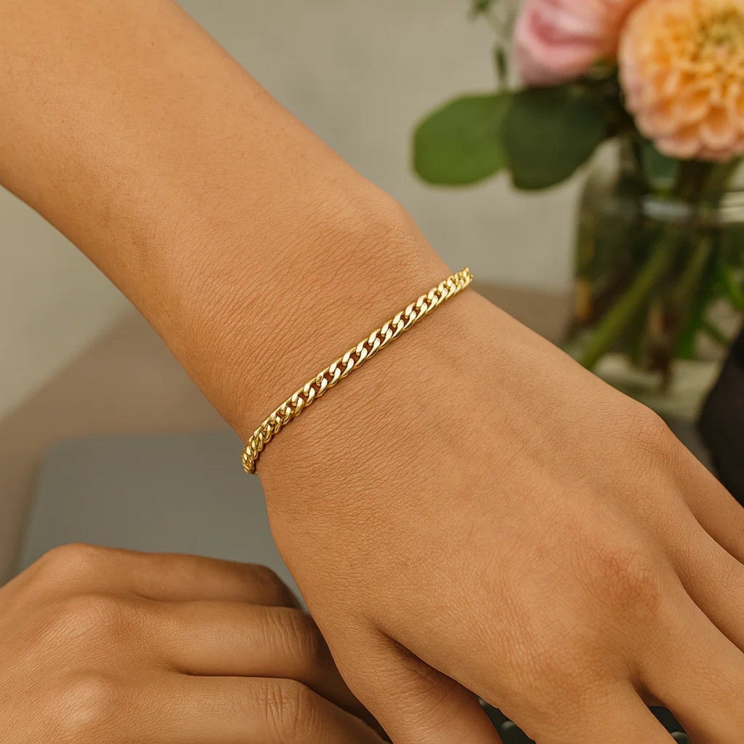 14k Yellow Gold Classic Miami Cuban Solid Bracelet (3.20 mm)