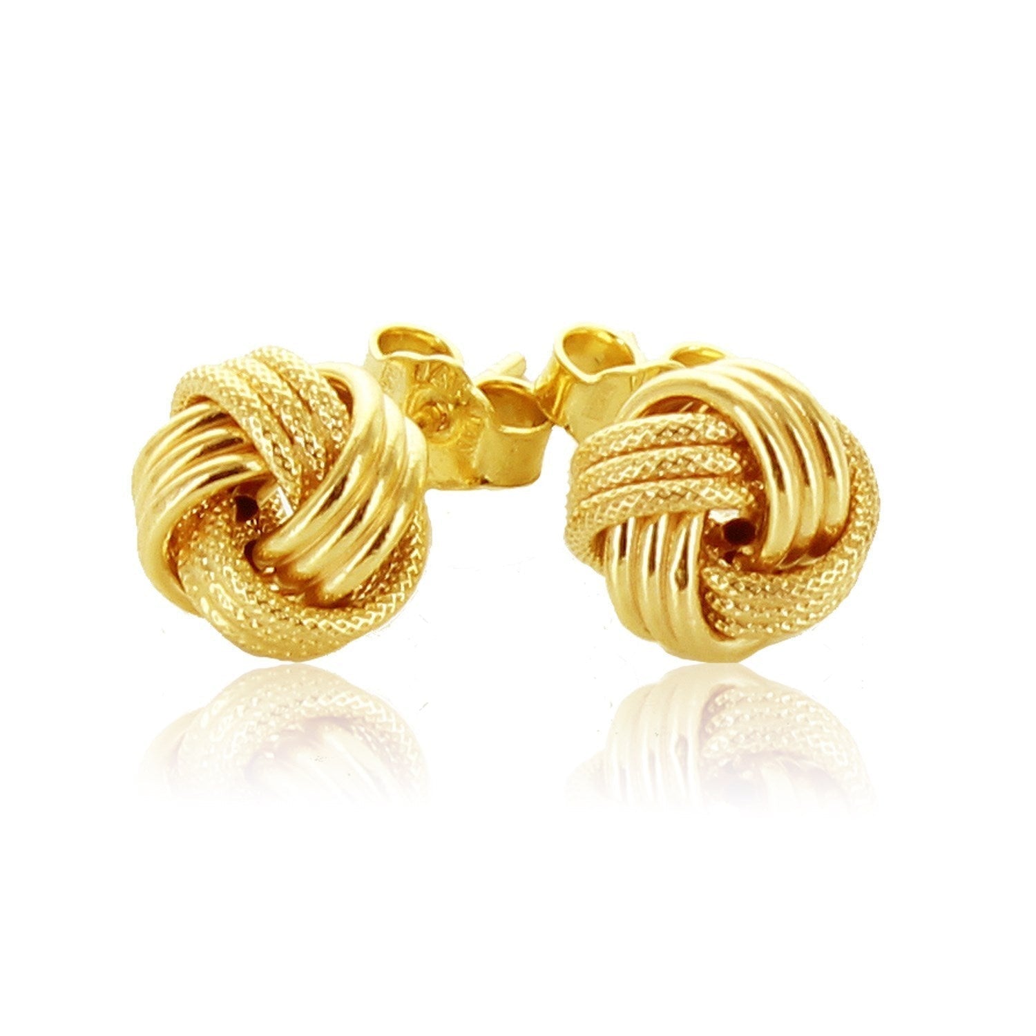 10k Yellow Gold Love Knot with Ridge Texture Earrings