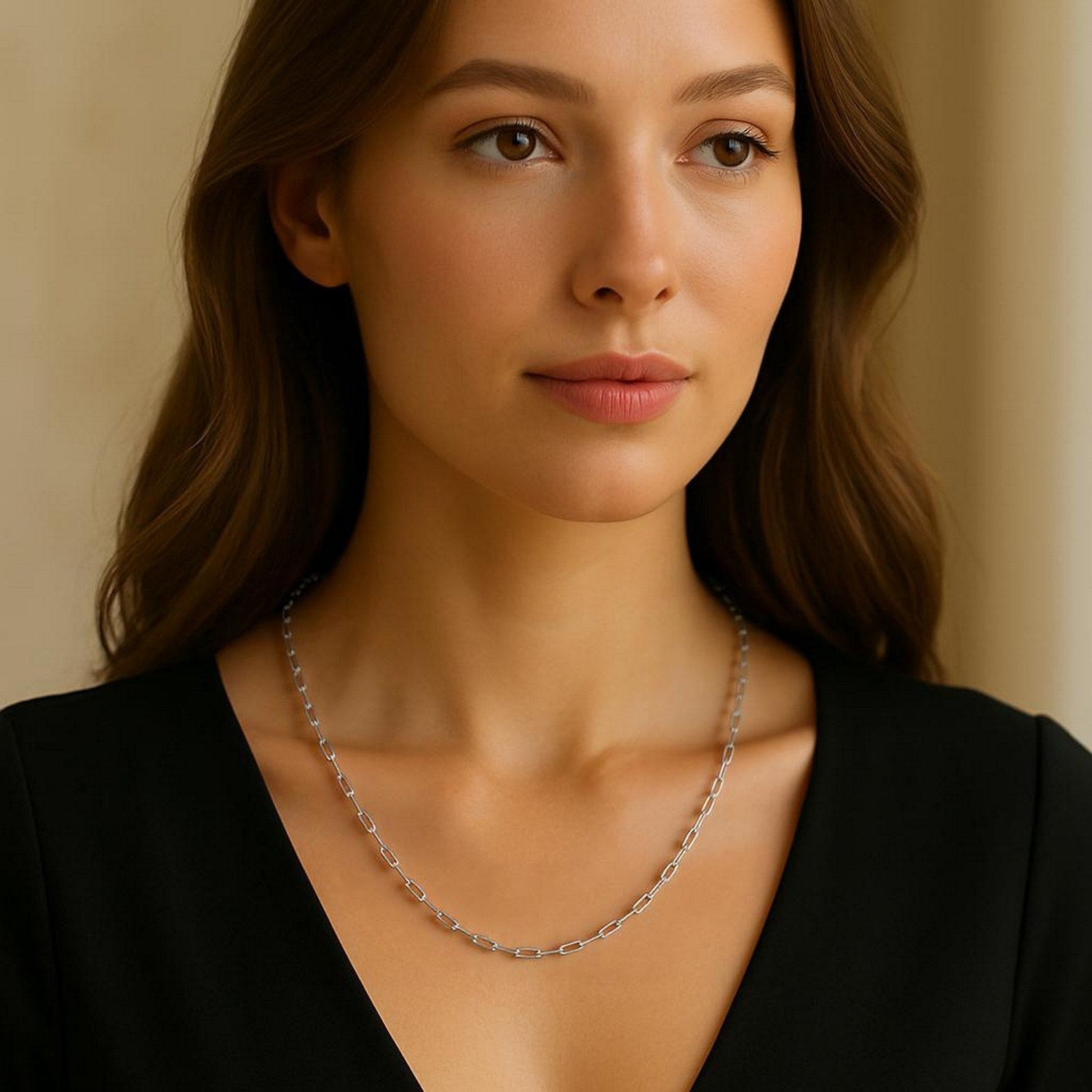 14K White Gold Fine Paperclip Chain (1.50 mm)