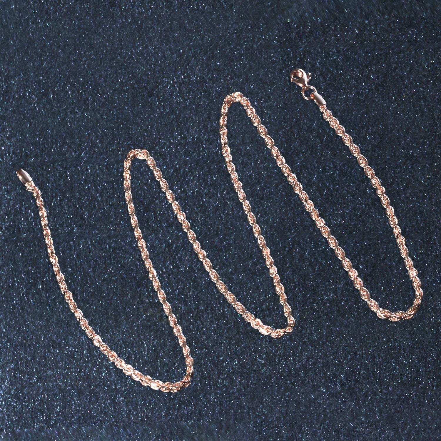 14k Rose Gold Solid Diamond Cut Rope Chain (2.30 mm)