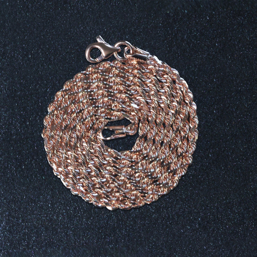 14k Rose Gold Solid Diamond Cut Rope Chain (2.30 mm)