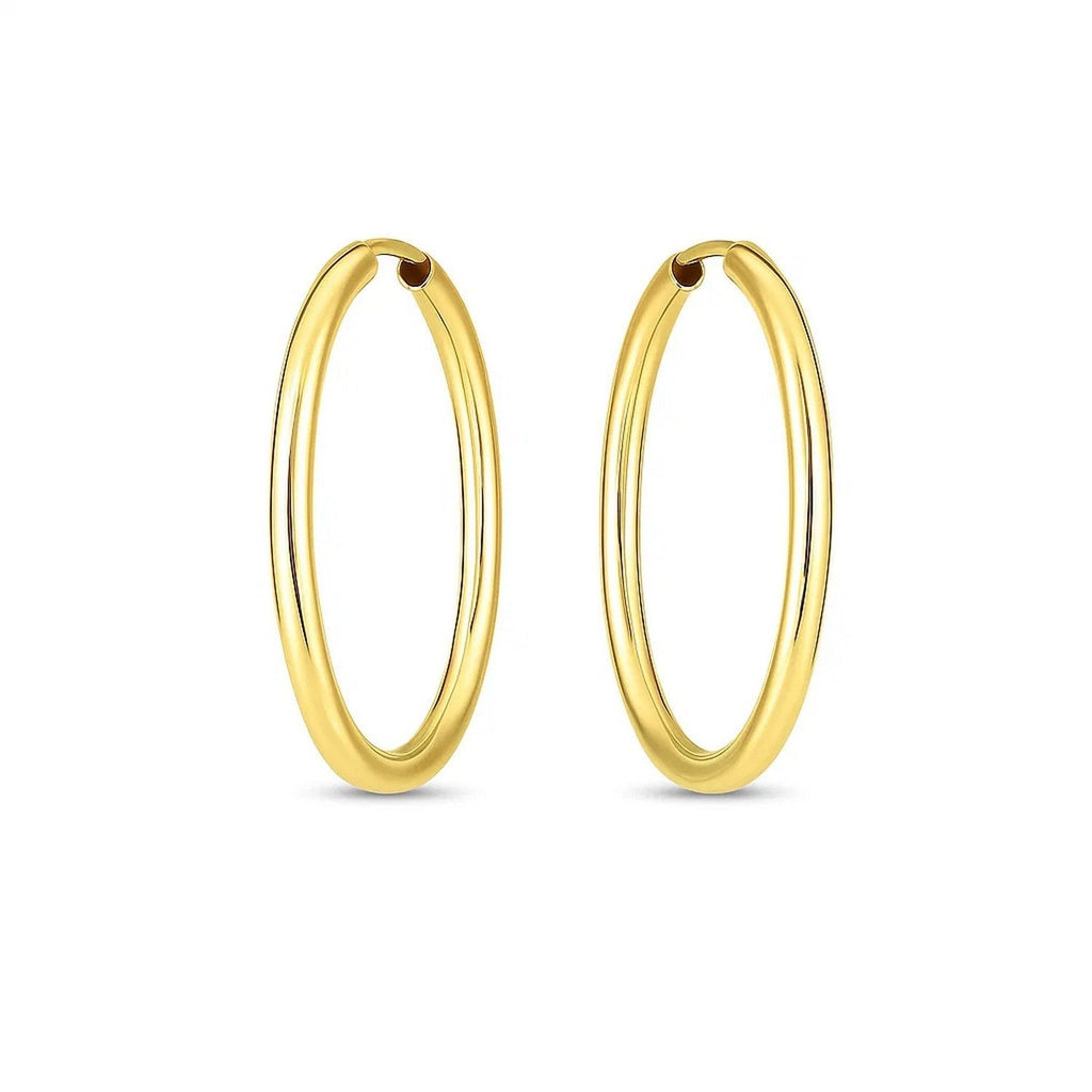 14k Yellow Gold Endless Oval Hoop Earrings(2x25mm)