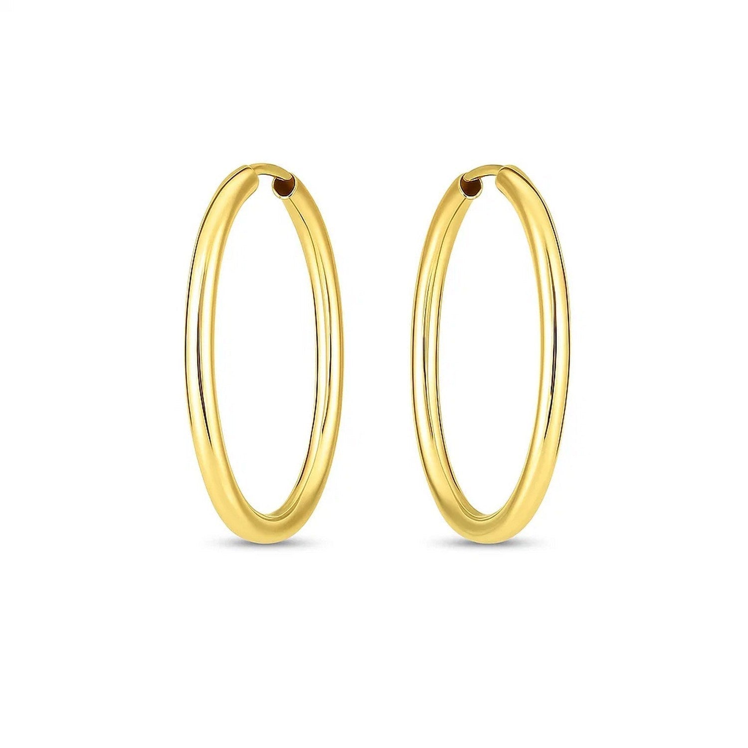 14k Yellow Gold Endless Oval Hoop Earrings(2x25mm)