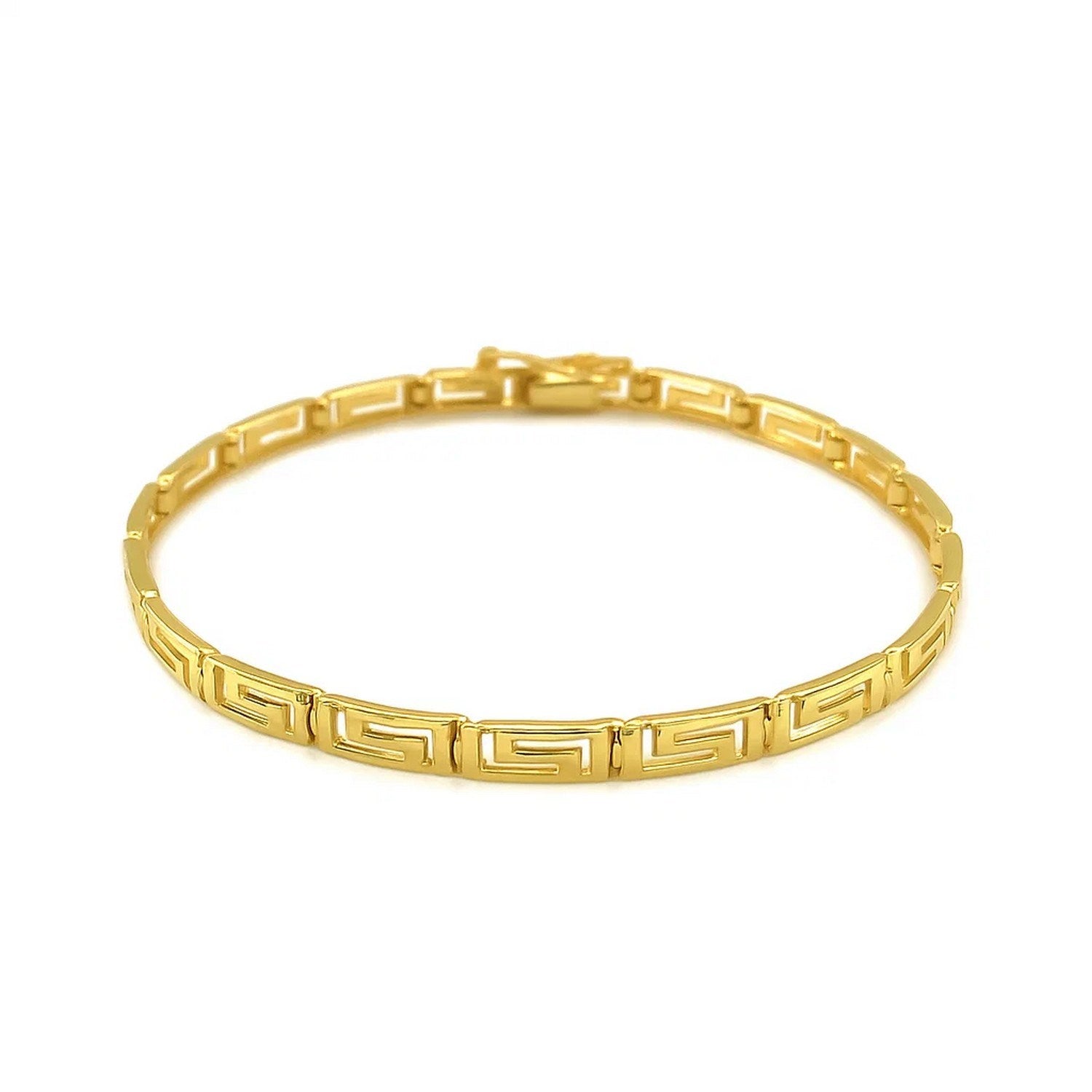14k Yellow Gold Greek Fret Design Fancy Bracelet (3.30 mm)