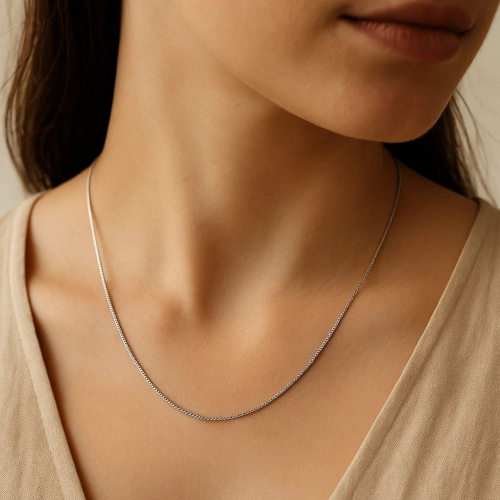 14k White Gold Classic Box Chain (0.45 mm)