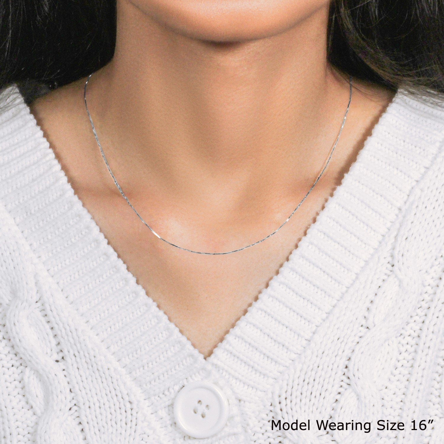 14k White Gold Classic Box Chain (0.45 mm)