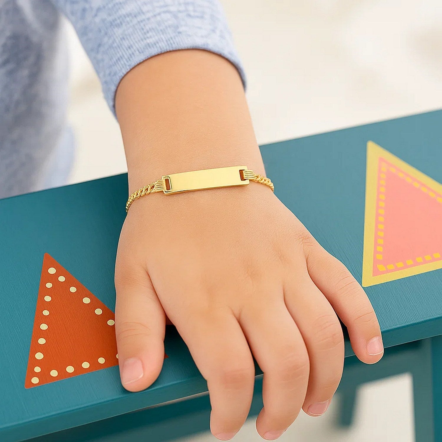 14k Yellow Gold Curb Link Style Childrens ID Bracelet (3.30 mm)