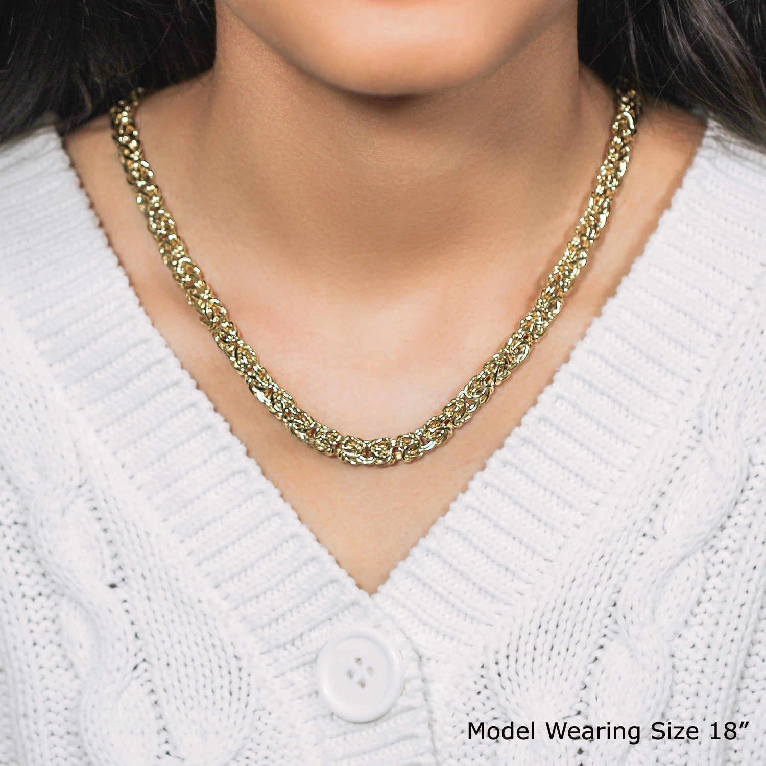 14k Yellow Gold Byzantine Motif Chain Necklace