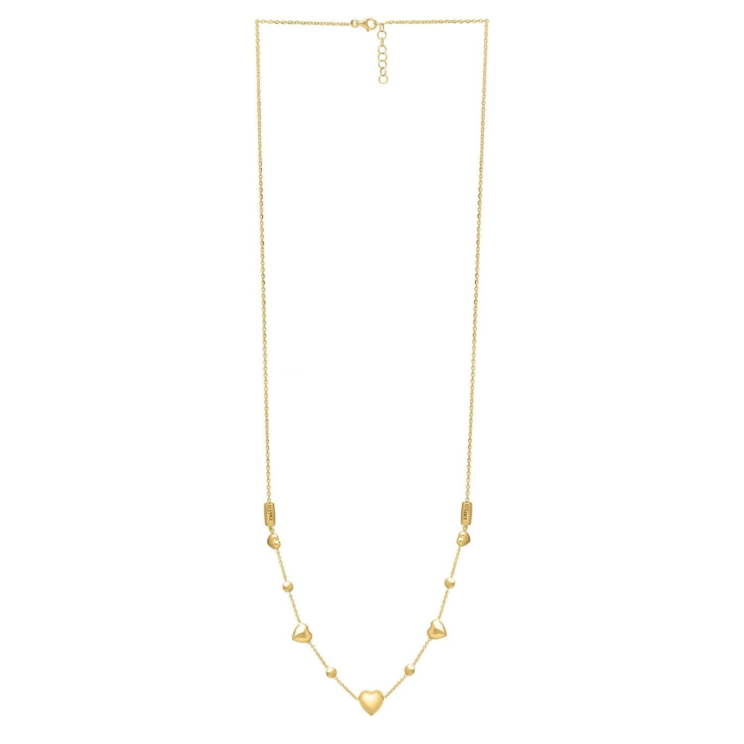 14k Yellow Gold Puff Heart Adjustable Necklace