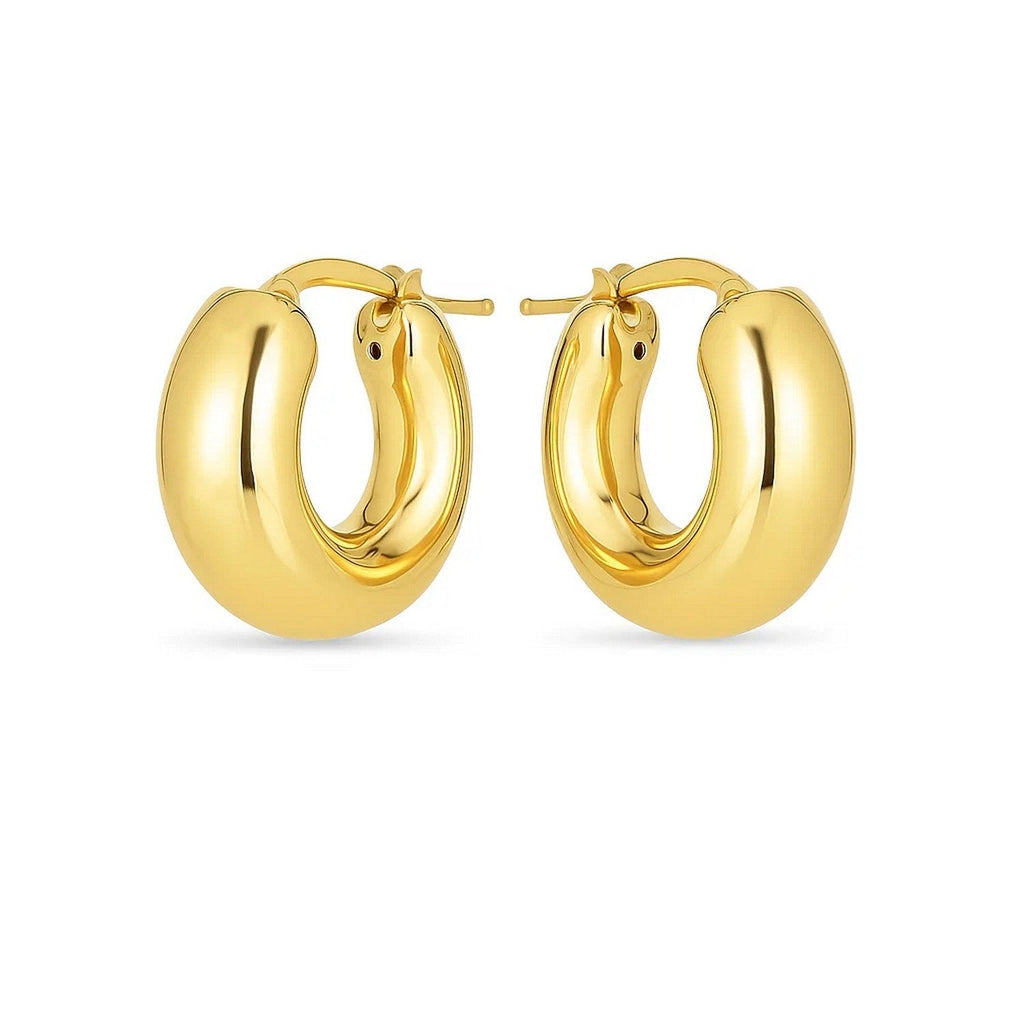 14k Yellow Gold Small Puffy Hoops