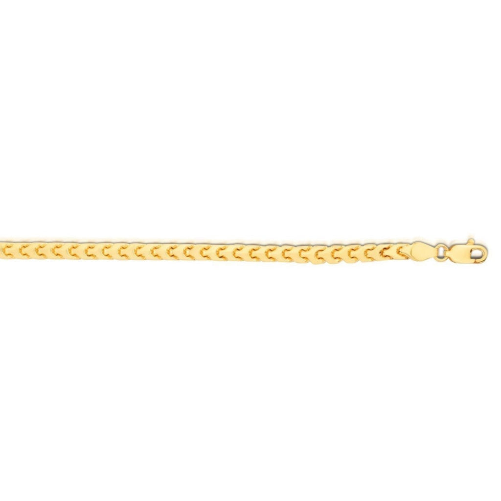 14k Yellow Gold Solid Diamond Cut Round Franco Bracelet (3.10 mm)