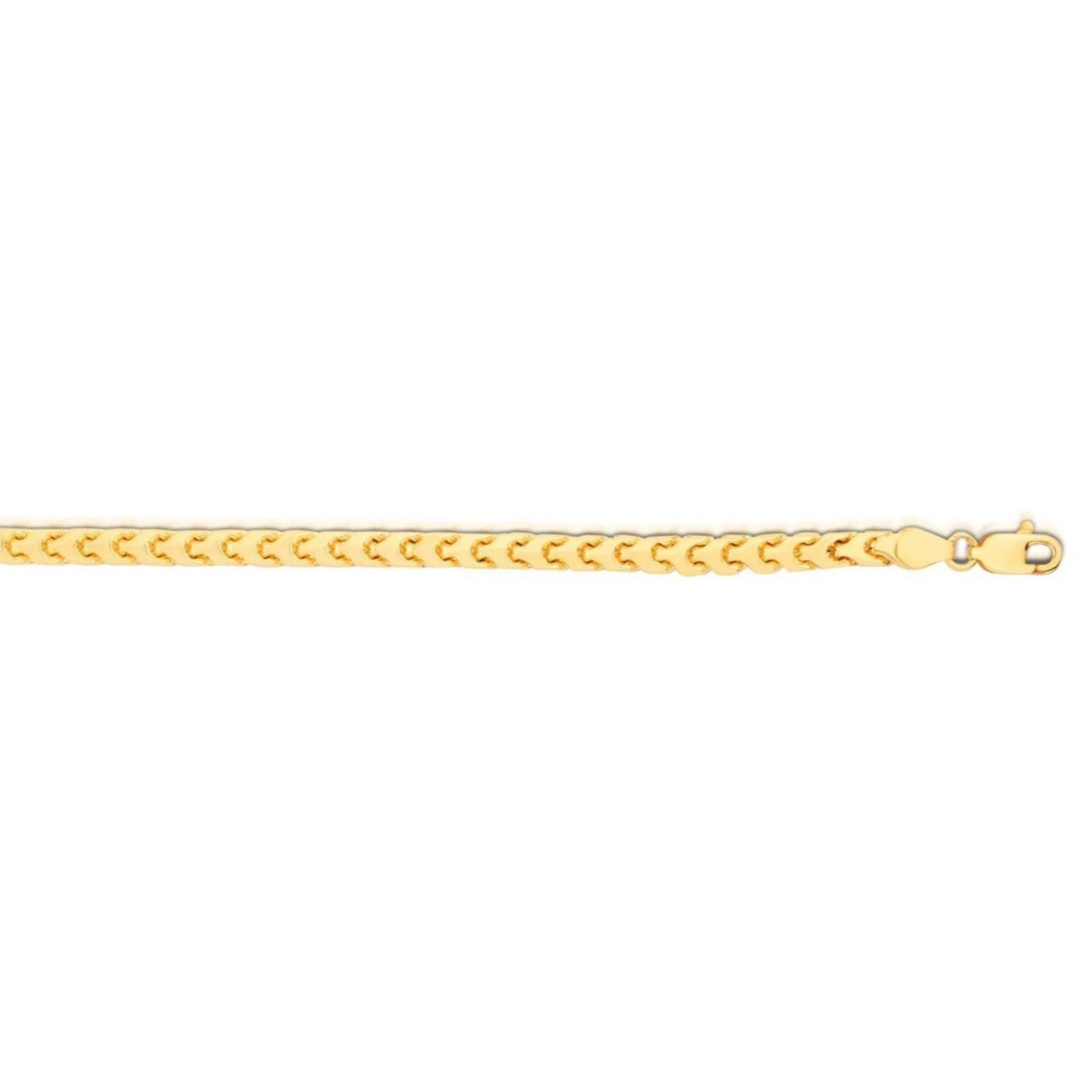 14k Yellow Gold Solid Diamond Cut Round Franco Bracelet (3.10 mm)