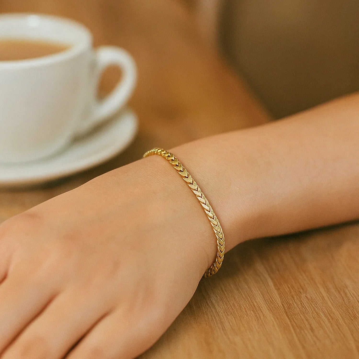 14k Yellow Gold Solid Diamond Cut Round Franco Bracelet (3.10 mm)