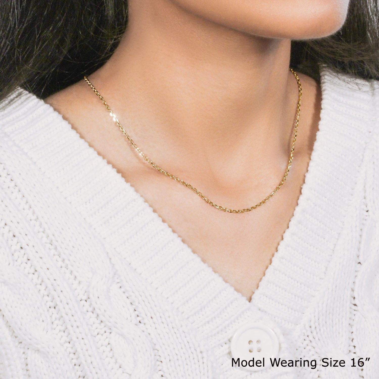 18k Yellow Gold Diamond Cut Cable Link Chain (1.90 mm)