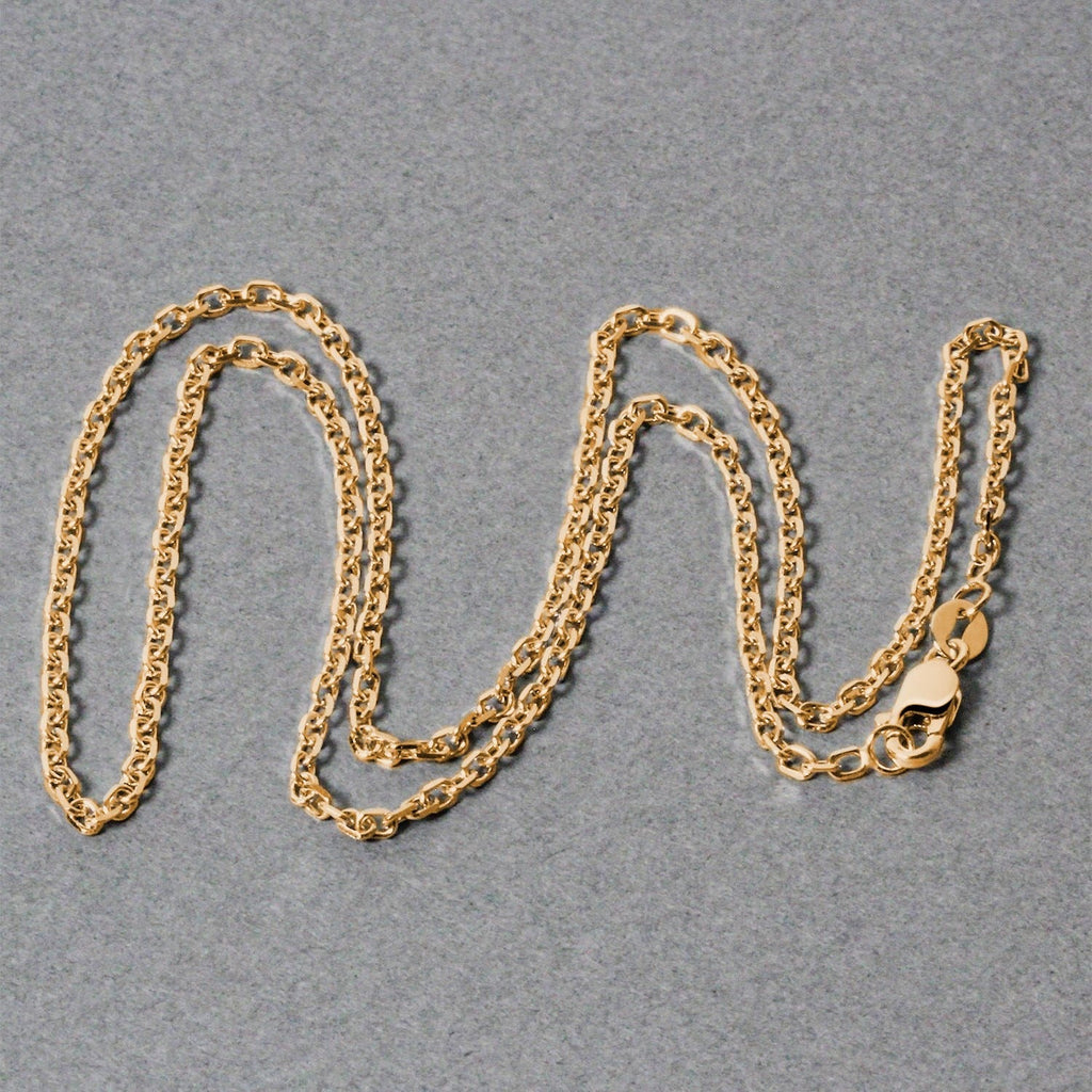 18k Yellow Gold Diamond Cut Cable Link Chain (1.90 mm)