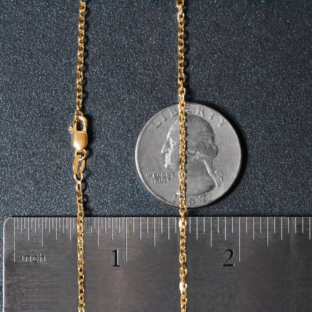 18k Yellow Gold Diamond Cut Cable Link Chain (1.90 mm)