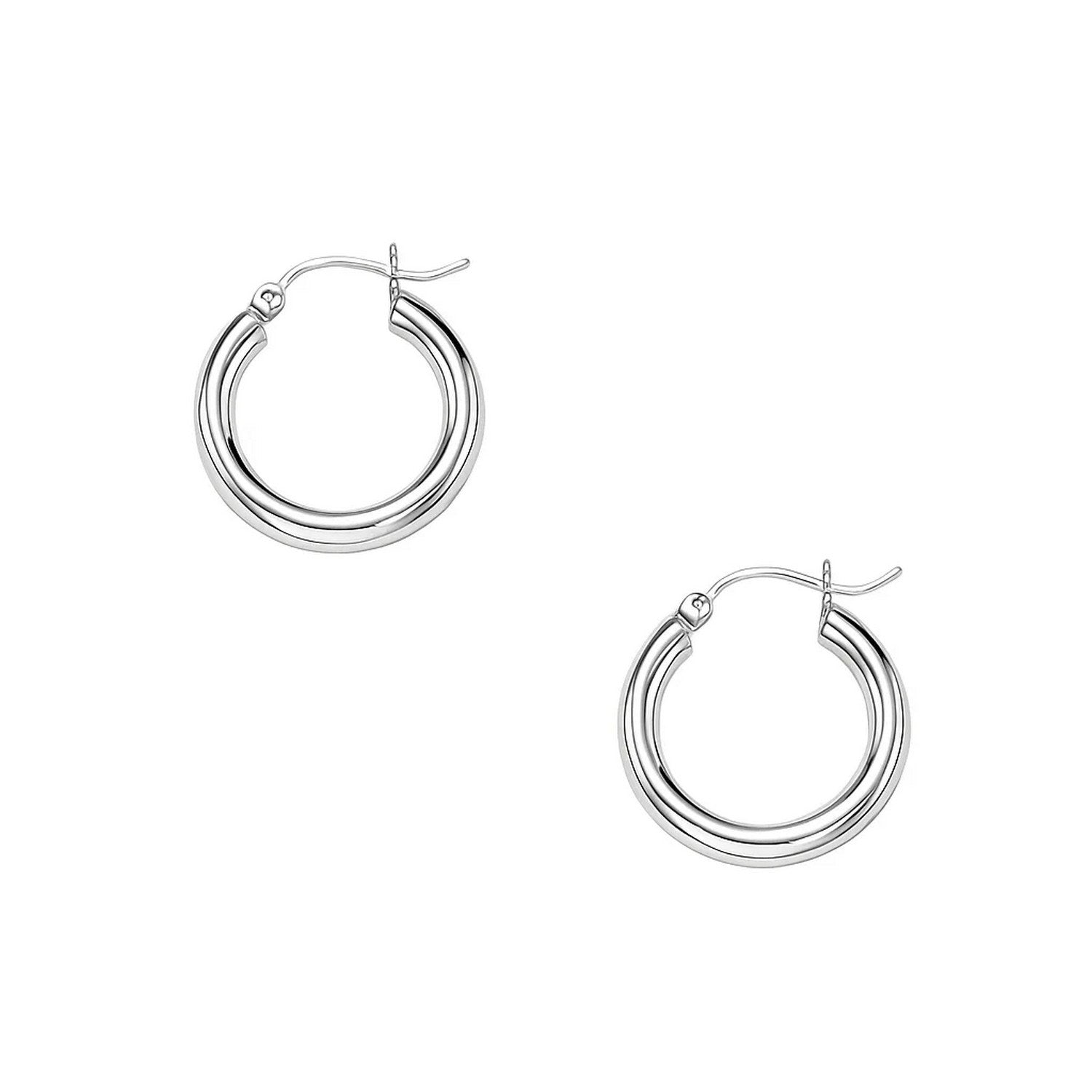 10k White Gold Polished Hoop Earrings (3x15mm)