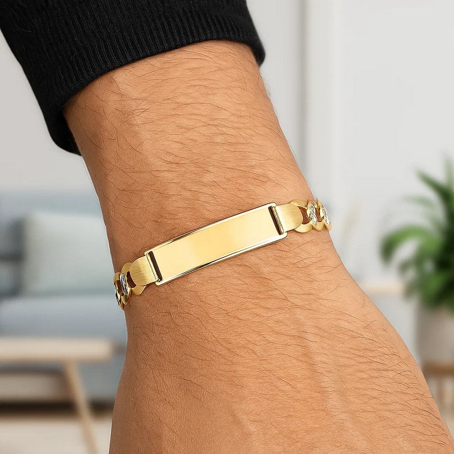 14k Yellow Gold Pave Curb ID Bracelet (11.00 mm)