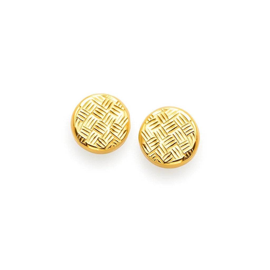 14k Yellow Gold Post Earrings with Textured Circles