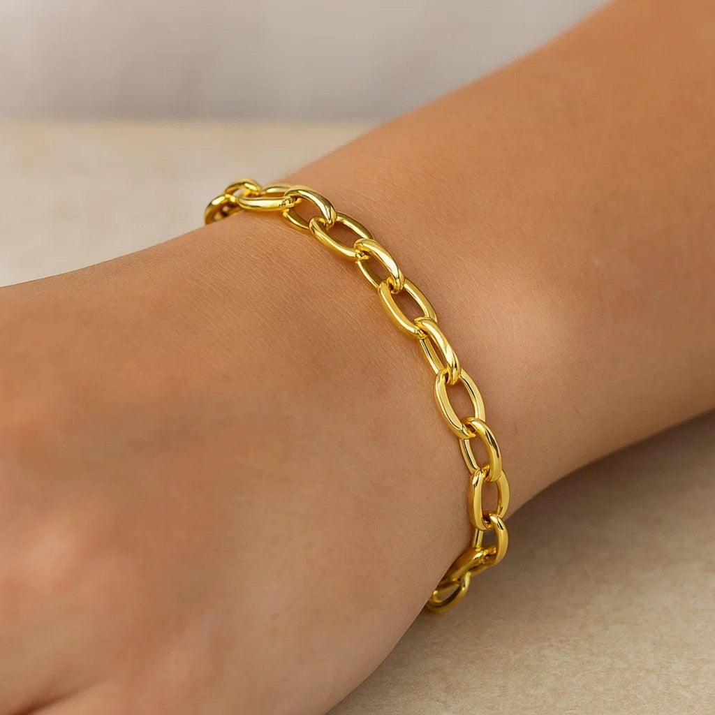 14k Yellow Gold Cable Chain Style Bracelet (6.35 mm)