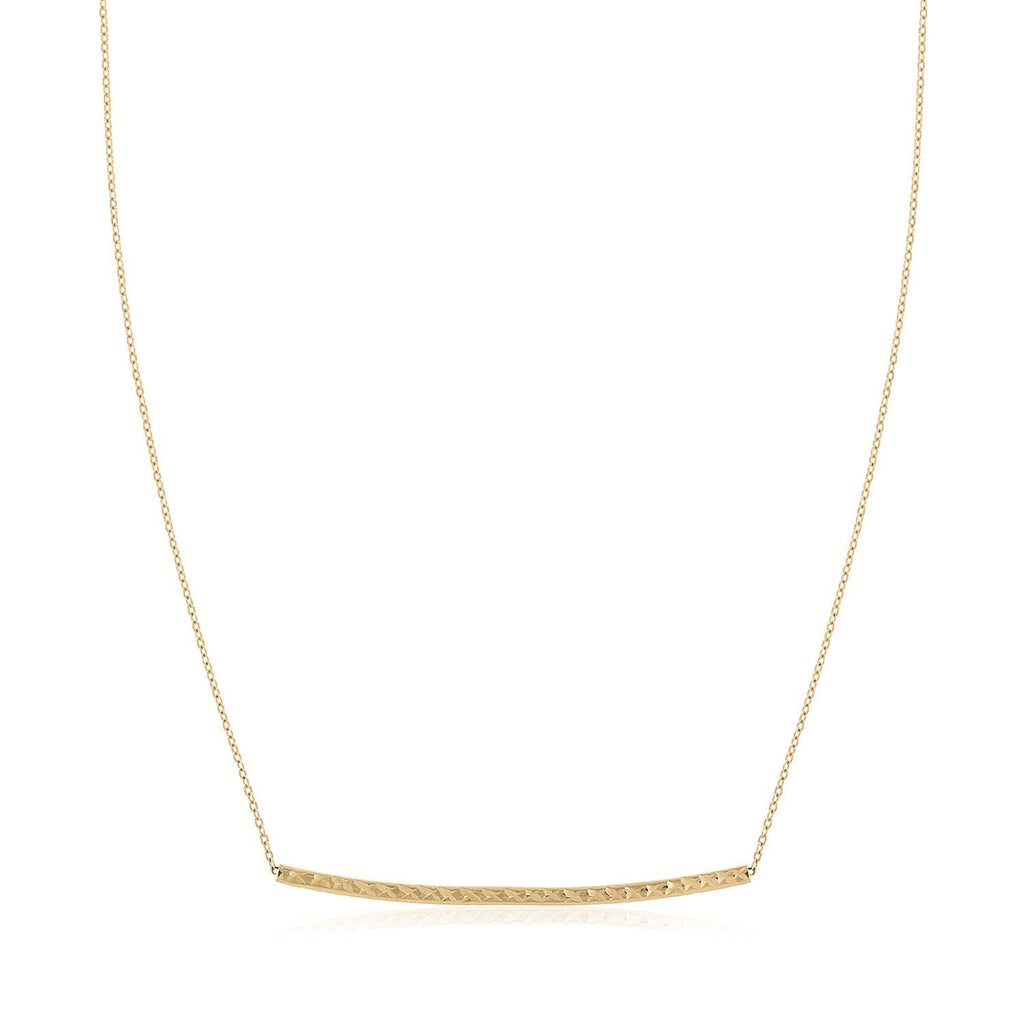 14k Yellow Gold Thin Textured Bar Necklace