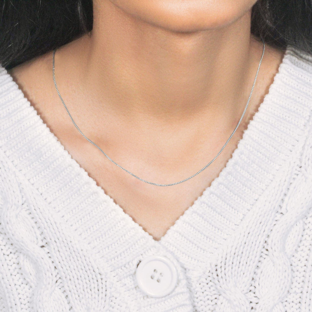 14k White Gold Round Wheat Chain (0.80 mm)