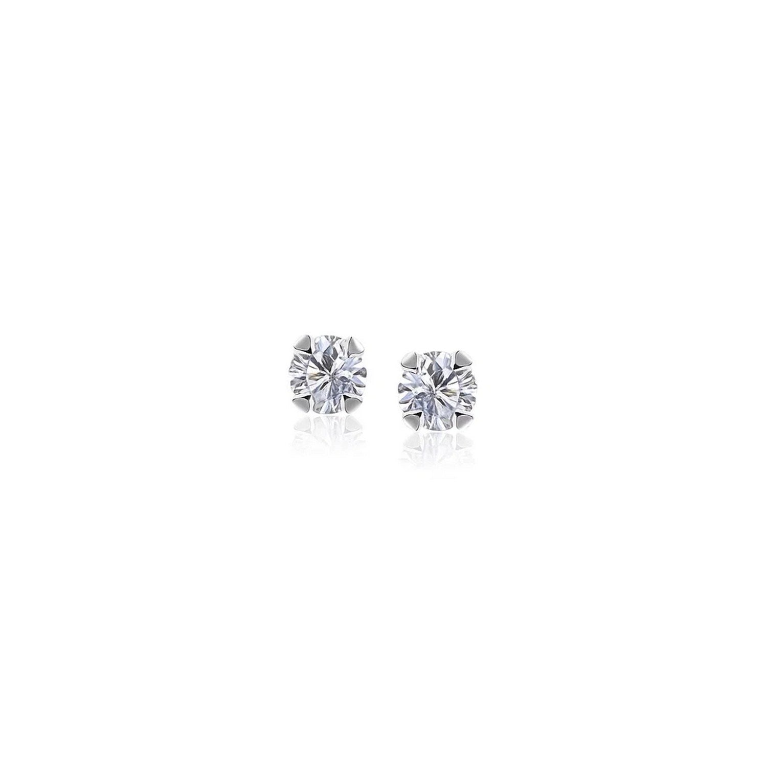 14k White Gold White Cubic Zirconia Stud Earrings(2mm)