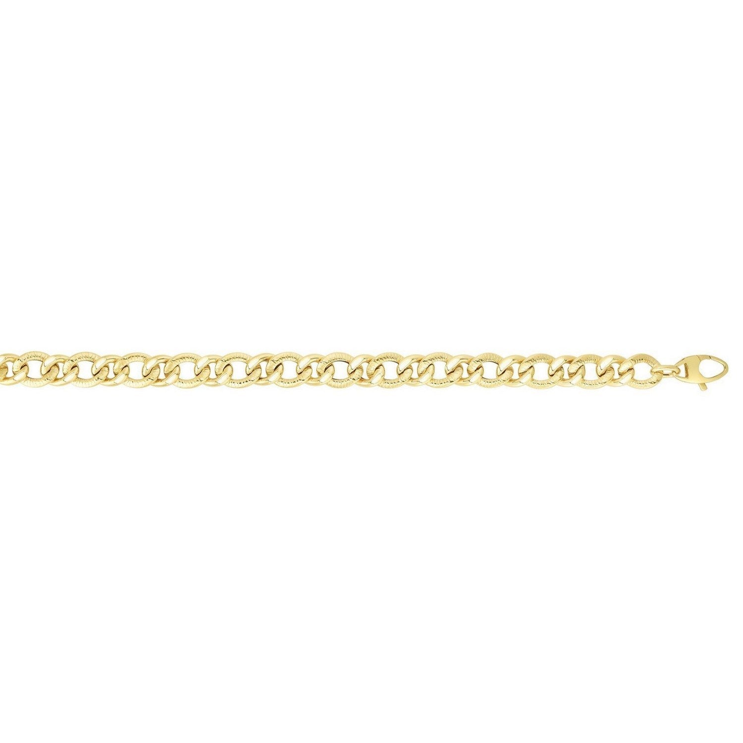 14k Yellow Gold Curb Chain Design with Diamond Cuts Bracelet (8.80 mm)