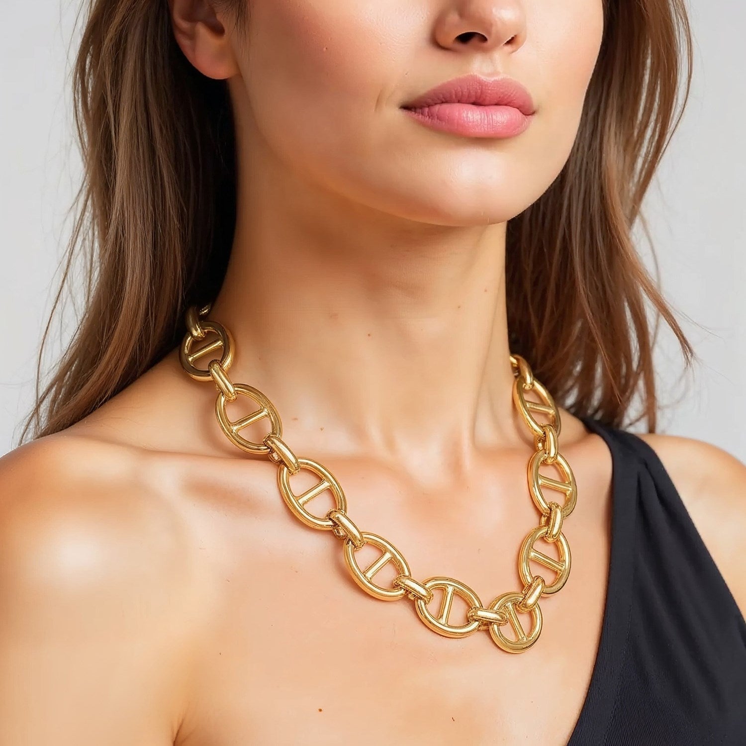 14k Yellow Gold High Polish Oval Mariner Link Necklace (13.8mm)