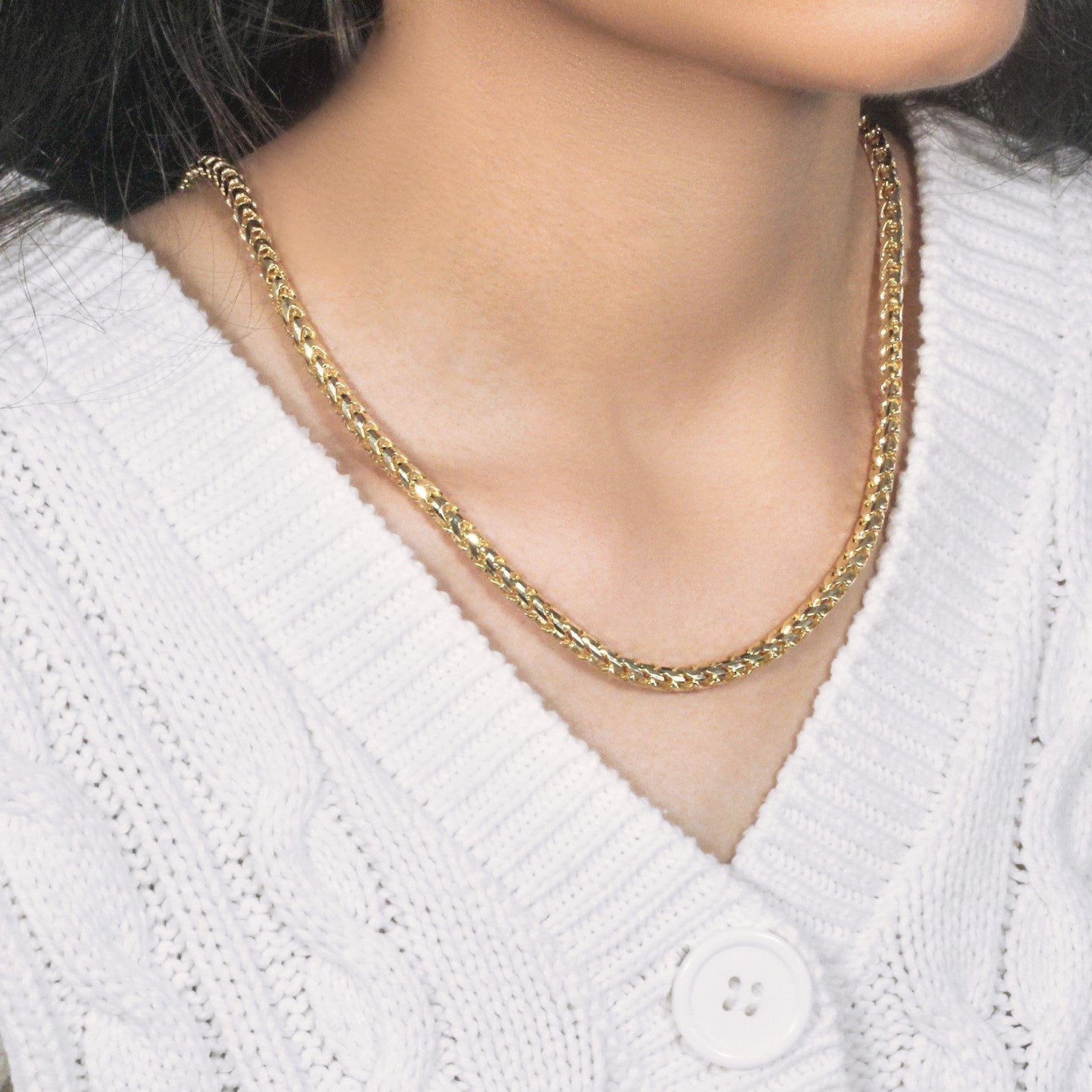 14k Yellow Solid Gold Diamond Cut Round Franco Chain (4.60 mm)