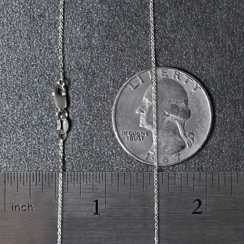 18k White Gold Diamond Cut Cable Link Chain (0.80 mm)