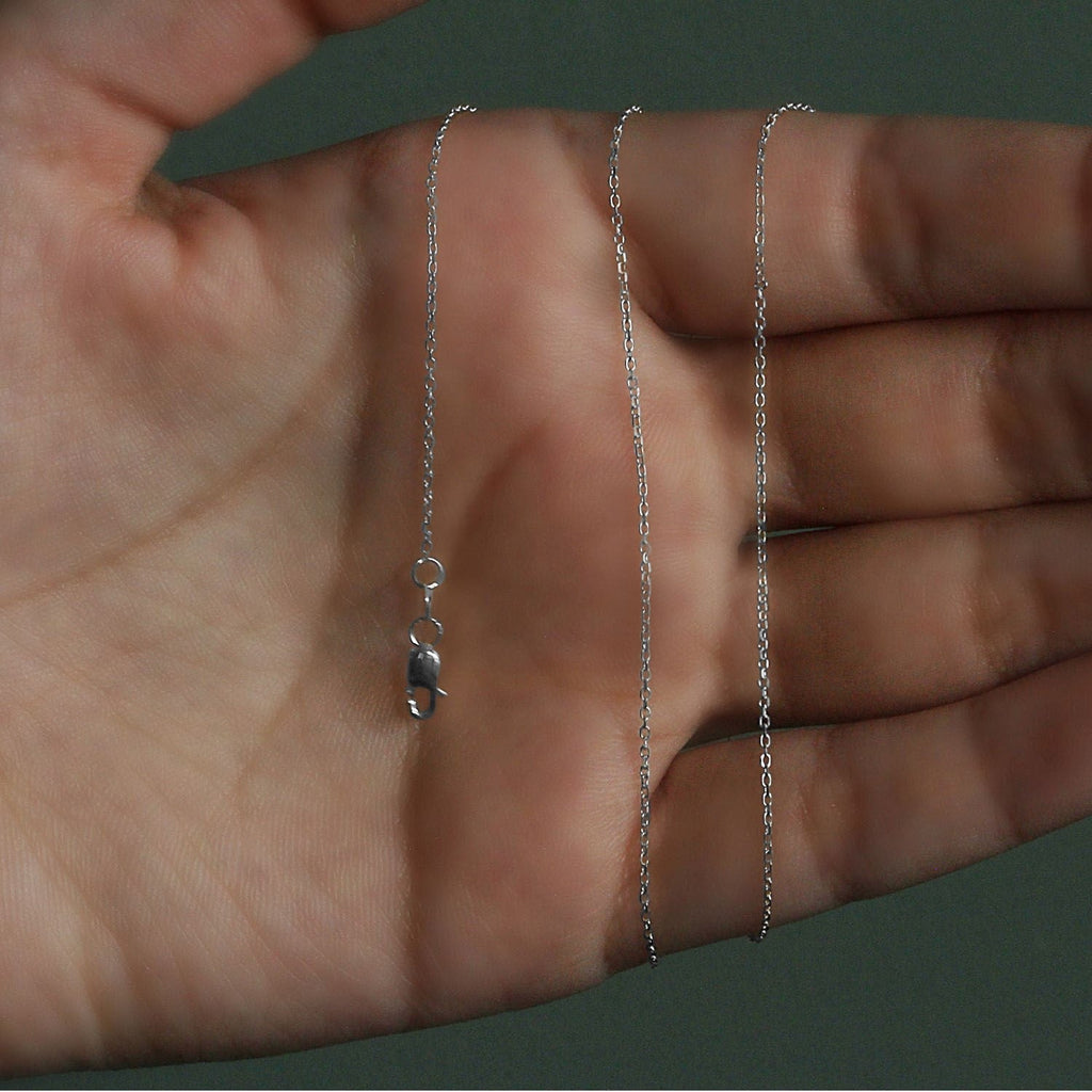 18k White Gold Diamond Cut Cable Link Chain (0.80 mm)