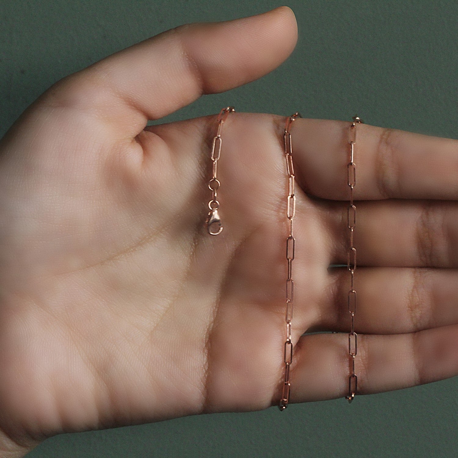 14K Rose Gold Delicate Paperclip Chain (2.10 mm)