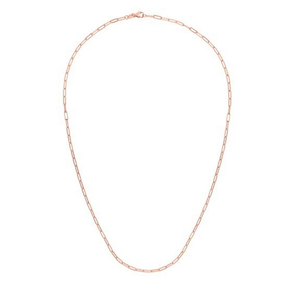 14K Rose Gold Delicate Paperclip Chain (2.10 mm)